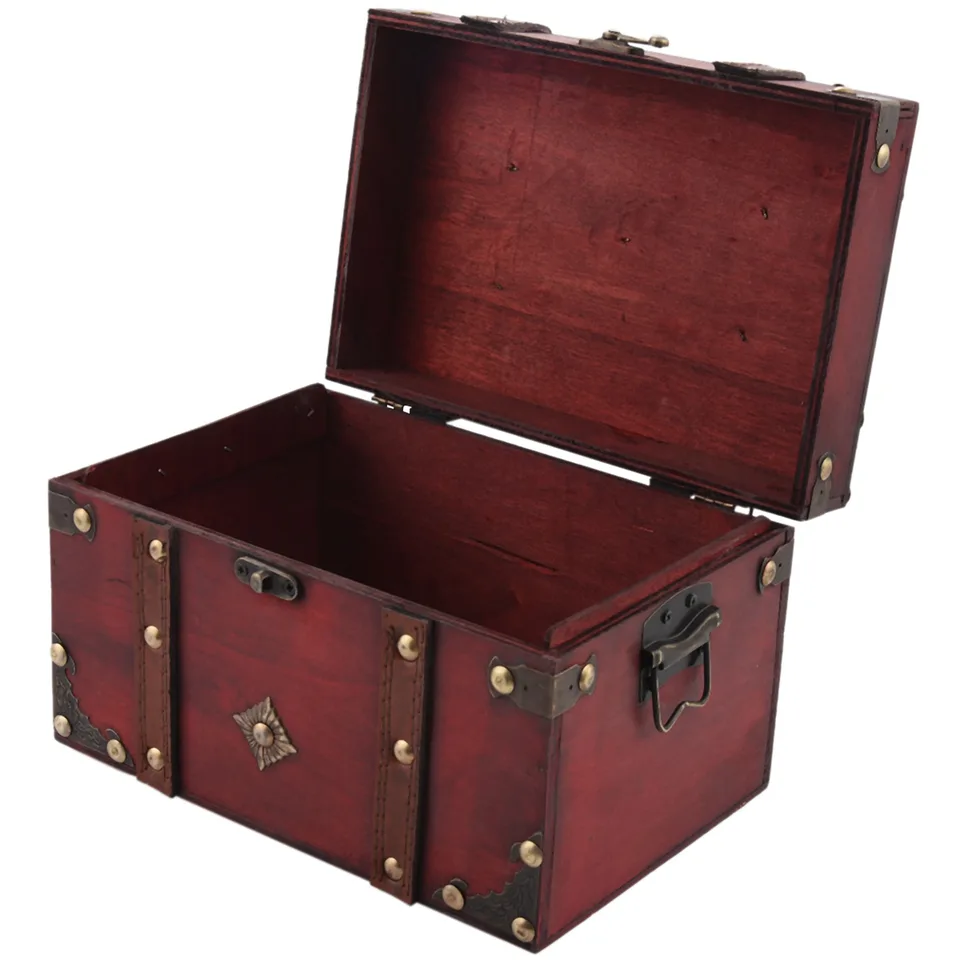 Retro pokladňa hrudník vintage drevená úložná skrinka starožitný štýl klenotníckeho organizátora pre šperky box drobný box veľkú krabicu