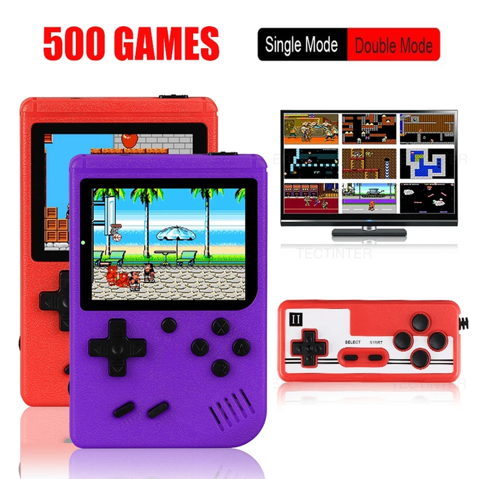 Retro prenosná mini videohra konzola 8-bitová LCD vrecká na hranie vstavaného hráča 500 hier AV vreckovej hernej konzole pre detské darčeky