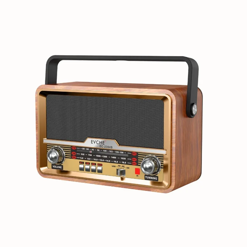 Retro prenosné rádio FM AM multiband s Bluetooth reproduktor LED LED LED Diaľkové ovládanie nabíjateľné AC DC BT U Disk TF karta