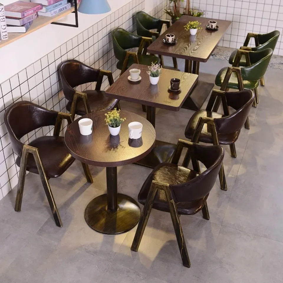 Retro priemyselný štýl bar západný reštaurácia stola a stoličky kombinácia nostalgická kaviareň mlieko čajový obchod Snack bar reštaurácia Table