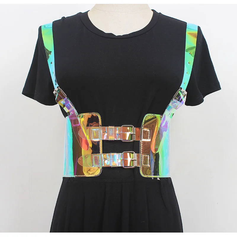 Retro punk popruh cummerbunds sexy ženy pvc pás dekoratívne košele šaty pu kožné hladké spona vesta postroje pasáž
