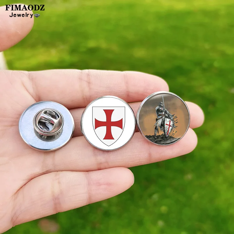 Retro rytieri templár Červený kríž PINY ZÁSADNÝ OCAY ZÁKLADNÁ ZÁKLADNÁ KABOCHON BROOCH FOR BACKET