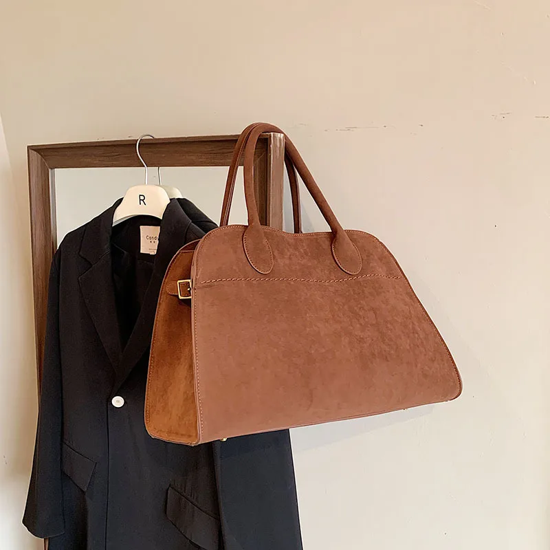 Retro semišové ramenné vrecká s veľkou kapacitou Margaux Ladies Tote Bag Coldbody Bag Women módne kabelka Solid satchel