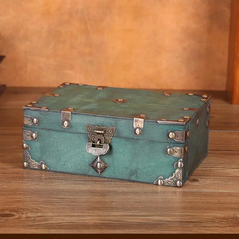 Retro skladovacia škatuľa šperky drevené drevené zámky Organizátori úlovkov Vinobranie darčeky Kontajner Sundries Organizátor Skladovacie boxy