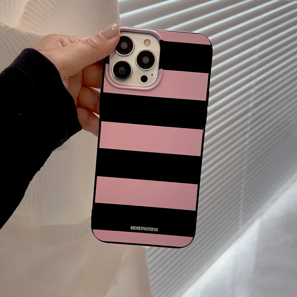 Retro sladké ružové pruhy Minimalistické umelecké dievčatá Dámske dámske puzdro pre iPhone 15 14 13 11 12 Pro Max xr 15 16 plus puzdro Roztomilý obal