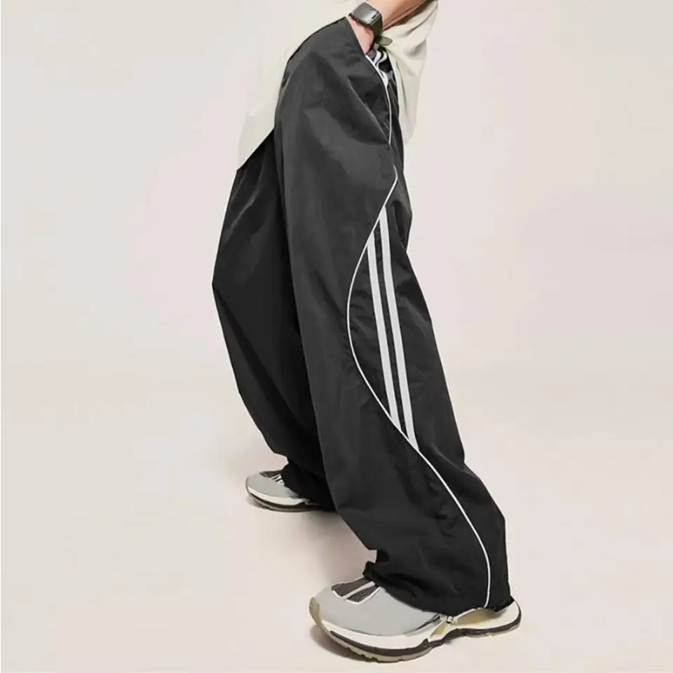 Retro streetwear Track Pants Loose Straight Sports Pants Retro American Style Unisex Pants s bočnými vreckami pre telocvičňu pre mužov