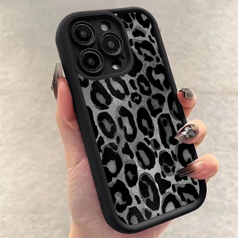 Retro Trendy Čierny leopard Silikón Soft Case pre Xiaomi Redmi Note 14 13 12 11 Pro Plus 12s 11S 10S 10 5G 12C 13C 14C 4G Cover