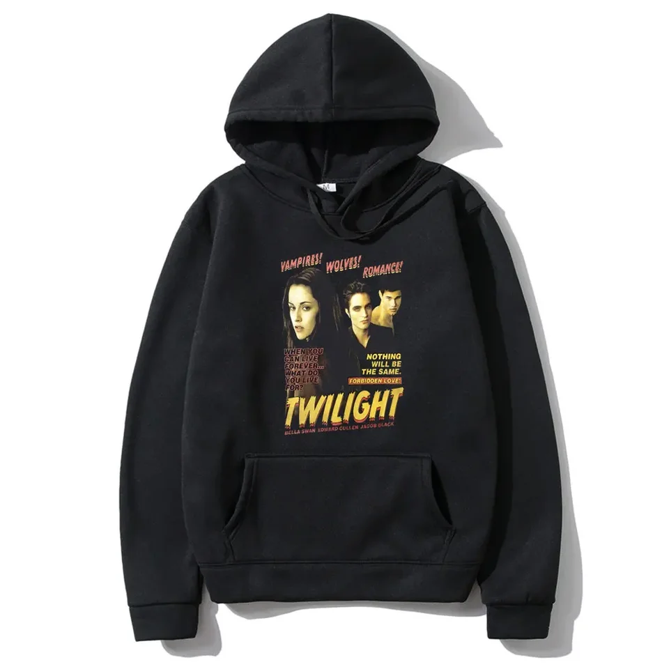 Retro Twilight Bella Swan Edward Cullen Jacob Black Hoodie Vampire Wolf Romanve Men Men ženy Príležitostné fleecové bavlnené mikiny