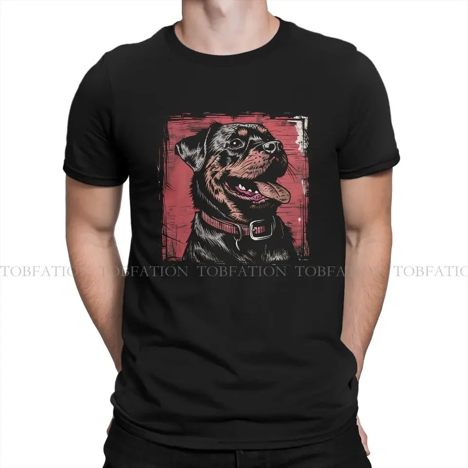 Retro umenia bitky tričká Rottweiler psa mužský grafický čistý bavlnený streetwear tričko o krk nadmerne