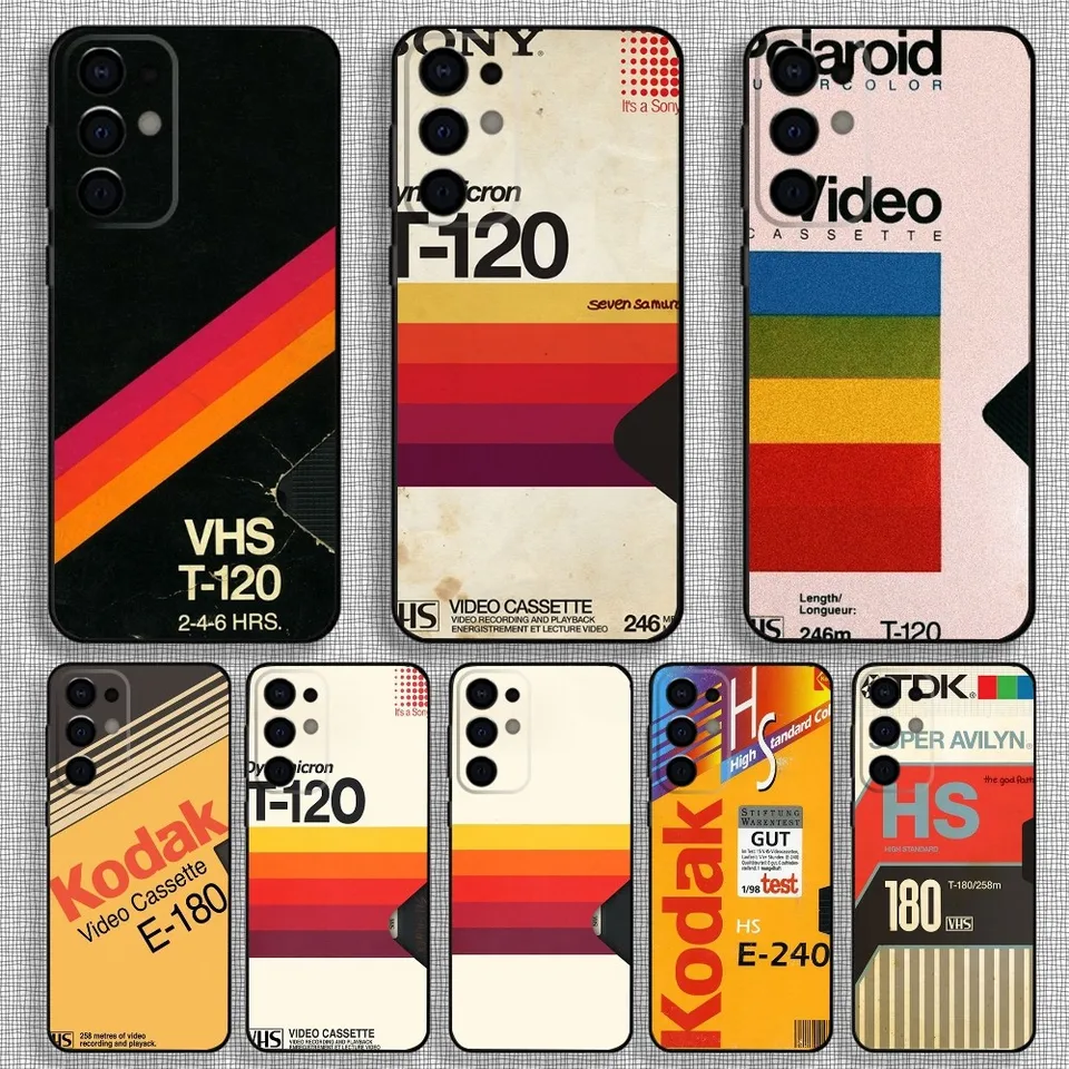 Retro VHS VIDEA TAPE VINTAGE PANECE PASE pre Samsung S24, S21, S22, S23, S30, Ultra, S20, Plus, Fe, Lite, Note, 10,9,5 G čierny mäkký obal