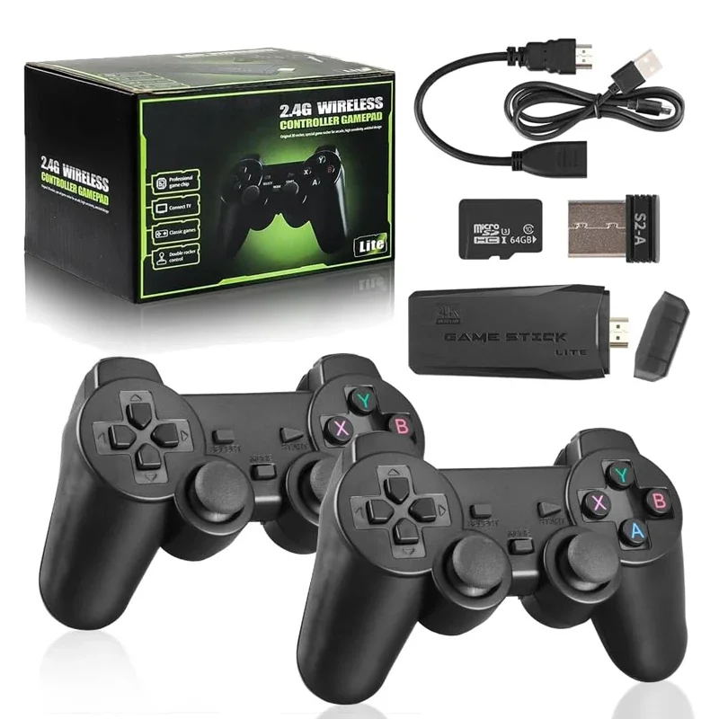 Retro videohra Konzola Vstavaná 20000+ hier vreckovú hru Player 64G 4K TV Game Stick 2.4g Wireless Controller GamePad