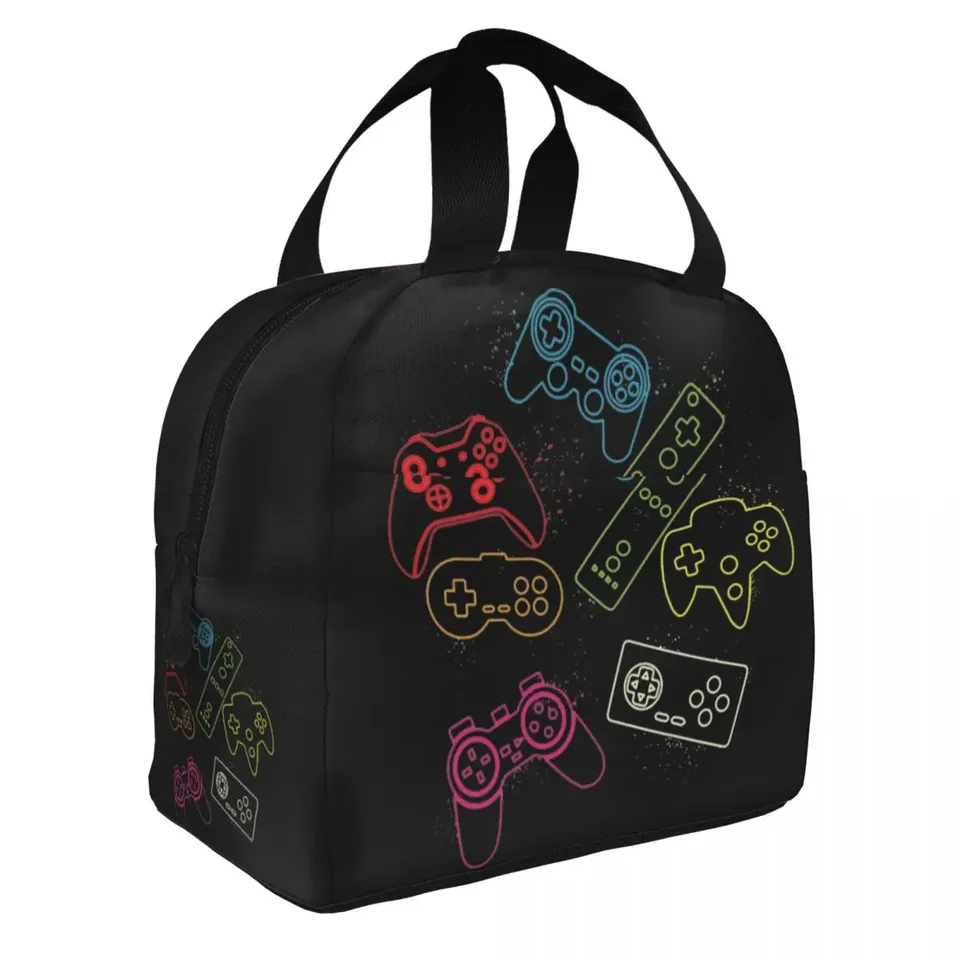 Retro videohra ovládač Video Gamer Design Izolovaný obedový taška na obedovú kontajner termálnu tašku tote obedový box bento puzdro