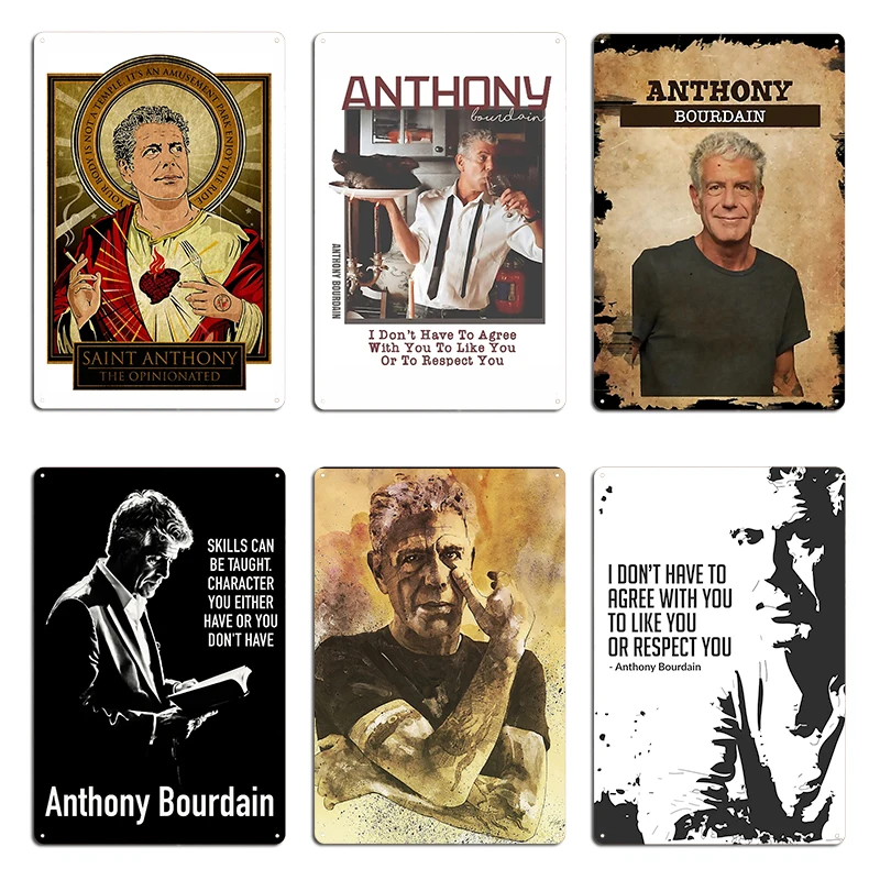 Retro vintage svätý Anthony Bourdain World Travel Pamätajúce citácie kovové nástenné maľby Dizajn stena jaskyňa retro cínový znak plagát