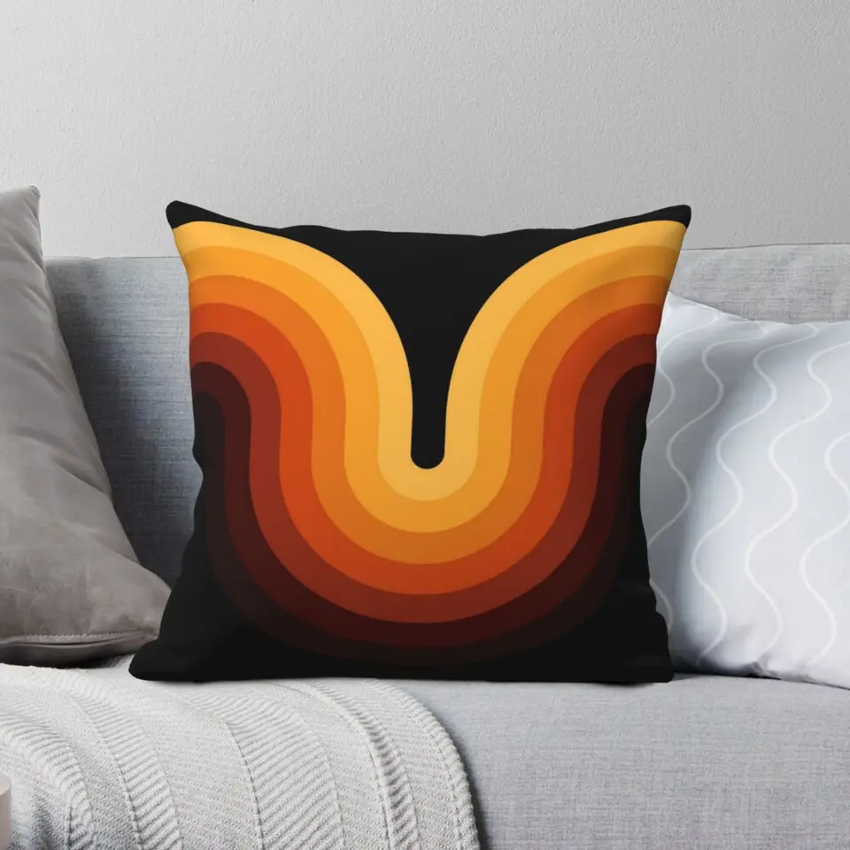 Retro vlnová štvorcová vankúš Pollow Case Polyester Linen Velvet Decor Decor Cover