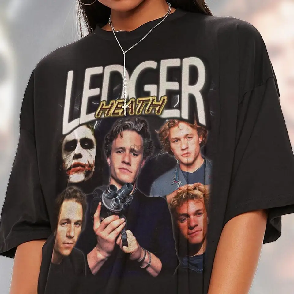 Retro vresová kniha Unisex košele vresovná kniha Vintage košeľa vresová kniha pocta Tshirt Heath Ledger Fan Tees Heath Ledger Mer