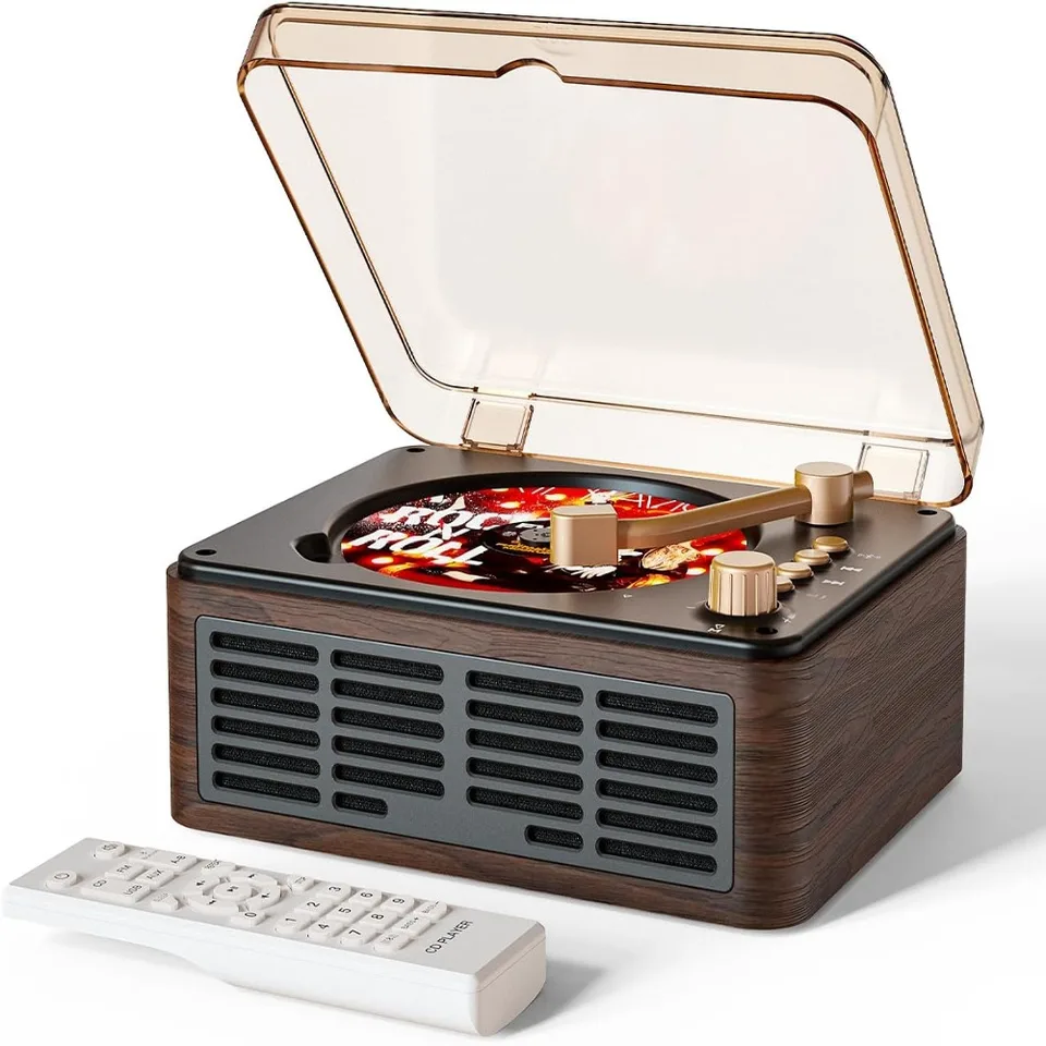 Retro vstavané reproduktory Drevené CD prehrávač Bluetooth prenos bass Boost Hudobný prehrávač káblové diaľkové ovládanie M rádio Rádio