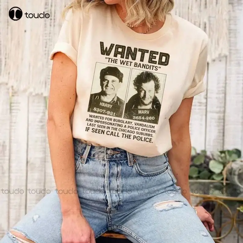 Retro Wanted the Wet Bandits Harry a Marv vianočné tričko, domáca košeľa, košeľa Kevin McCallister, 90. roky vianočný film XS-5XL