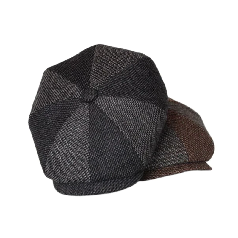 Retro zimné čiapky muži novinárske klobúky Žena Plochá čiapka Muž Warm Cap Dad Patchwork Outdoors Last Octagonal Cap Gatsby Hat Bjm61