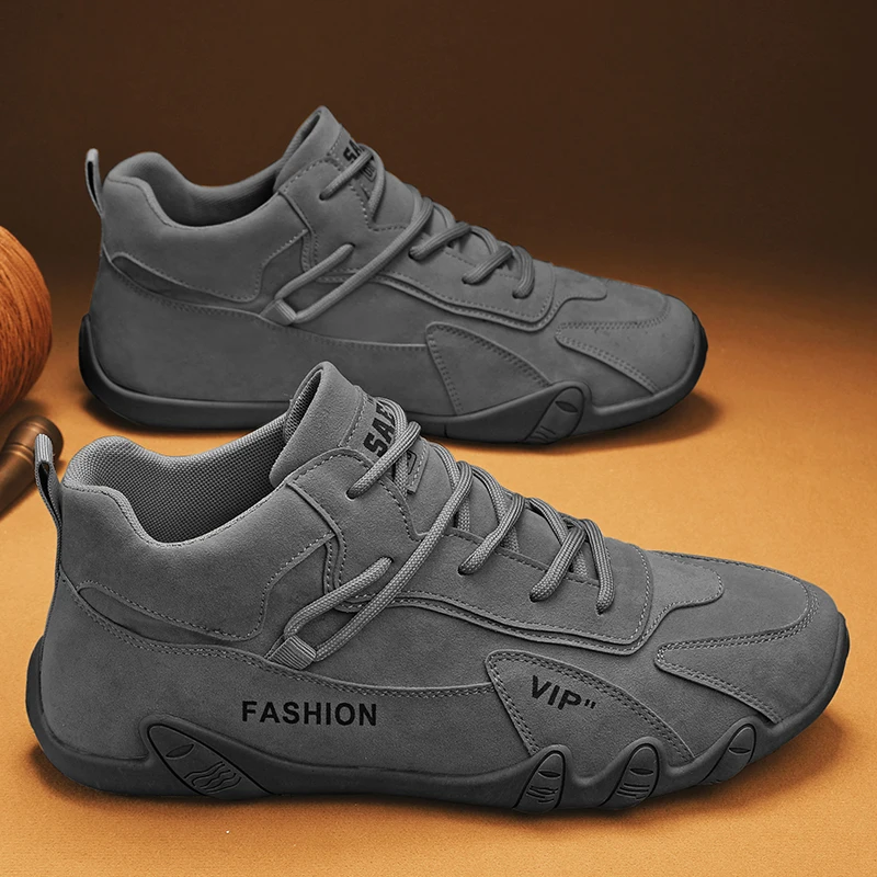 Retro členkové topánky pre mužov Plaché príležitostné snehové topánky tenisky Non-Slip Work topánky Men krátke topánky Jeseň Zapatillas hombre