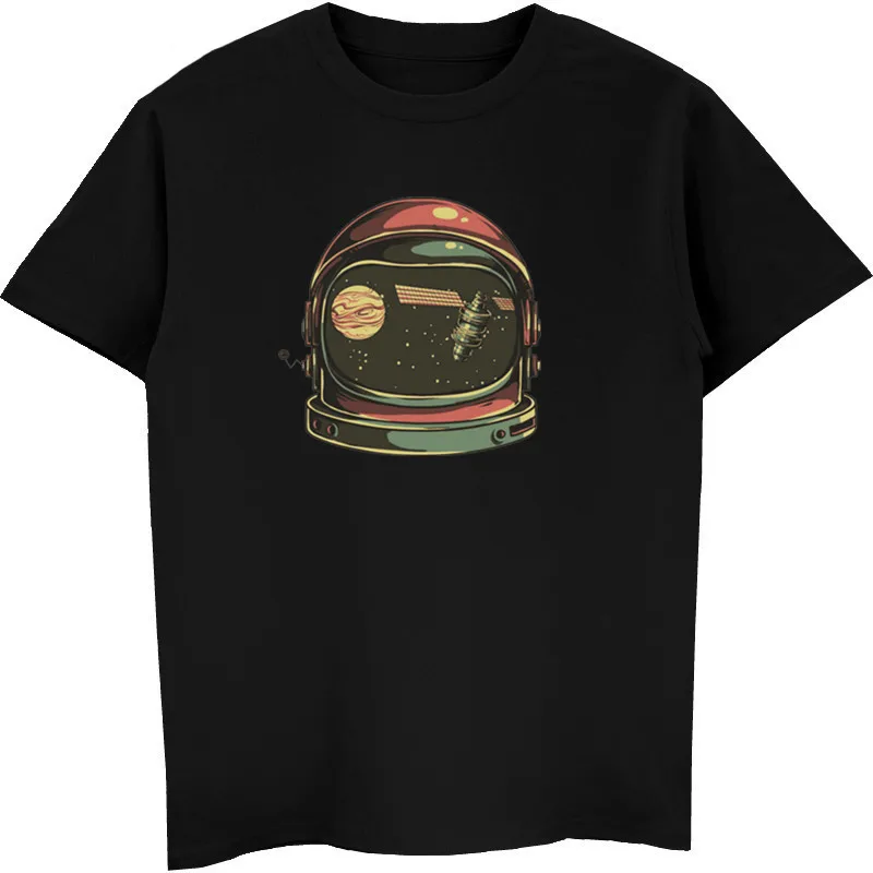 Retro štýl astronaut prilba tričko Tričt