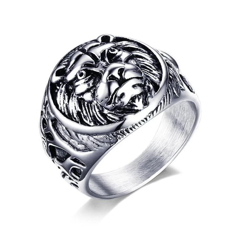 Retro štýl živočíšneho leva z nehrdzavejúcej ocele Ring Conyber Rock Men šperky