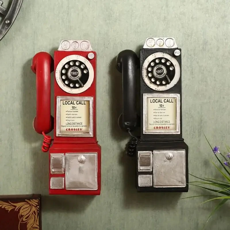 Retro živice vytáčanie modelu Plateného telefónu Vintage Booth Telefón figurína Domov Ozdob Ozdobenie pre Cafe Bar remeslá ozdoby Telefon