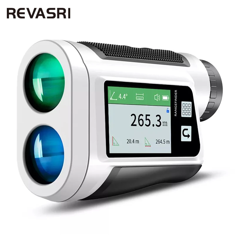 Revasri Laser Diser Rumgefinder 600 m LCD displej, nabíjateľná batéria, vibrácie zámku v vlajkovom zámku pre golfový šport, prieskum, prieskum