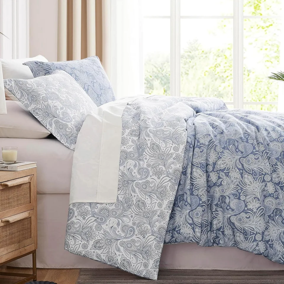 Reverzibilná paisley Duvet Cover King Size/Kalifornia King - Kráľovská posteľná sada King Boho,