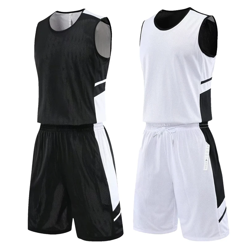 Reverzibilný basketbalový dres set Pánske deti prázdne basketbalové súpravy Priedušné tímové športové súpravy basketbalové uniformy Prispôsobené