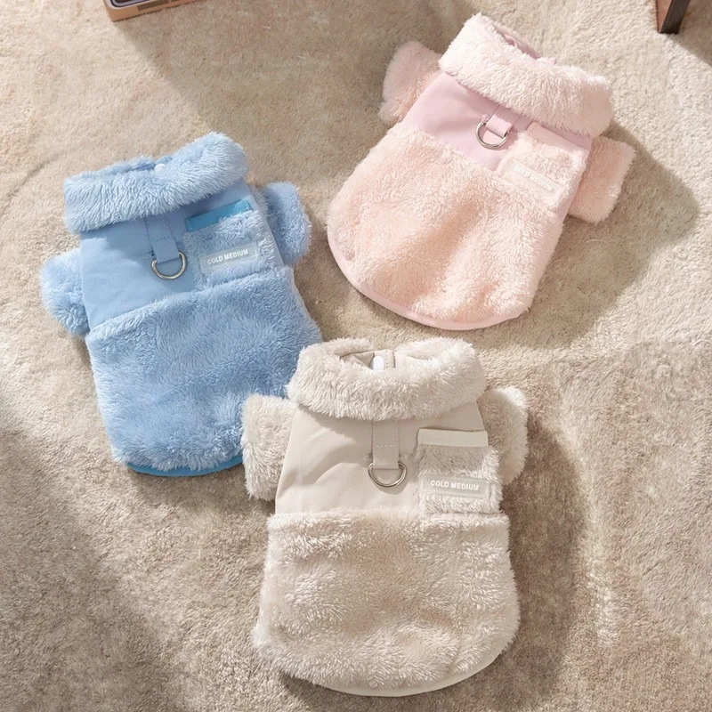 Reverzibilný jednoduchý bavlnený kabát Zimné šteňa psa fleece fleece flece bichon teplý odev pre psa Dve nohy