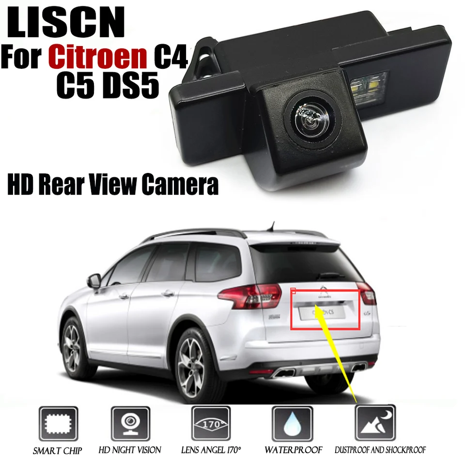 Reverzná kamera pre Citroen C4 C5 DS5 / CCD Night Vision RCA Zadný pohľad na fotoaparát Fotoaparát / záložný fotoaparát