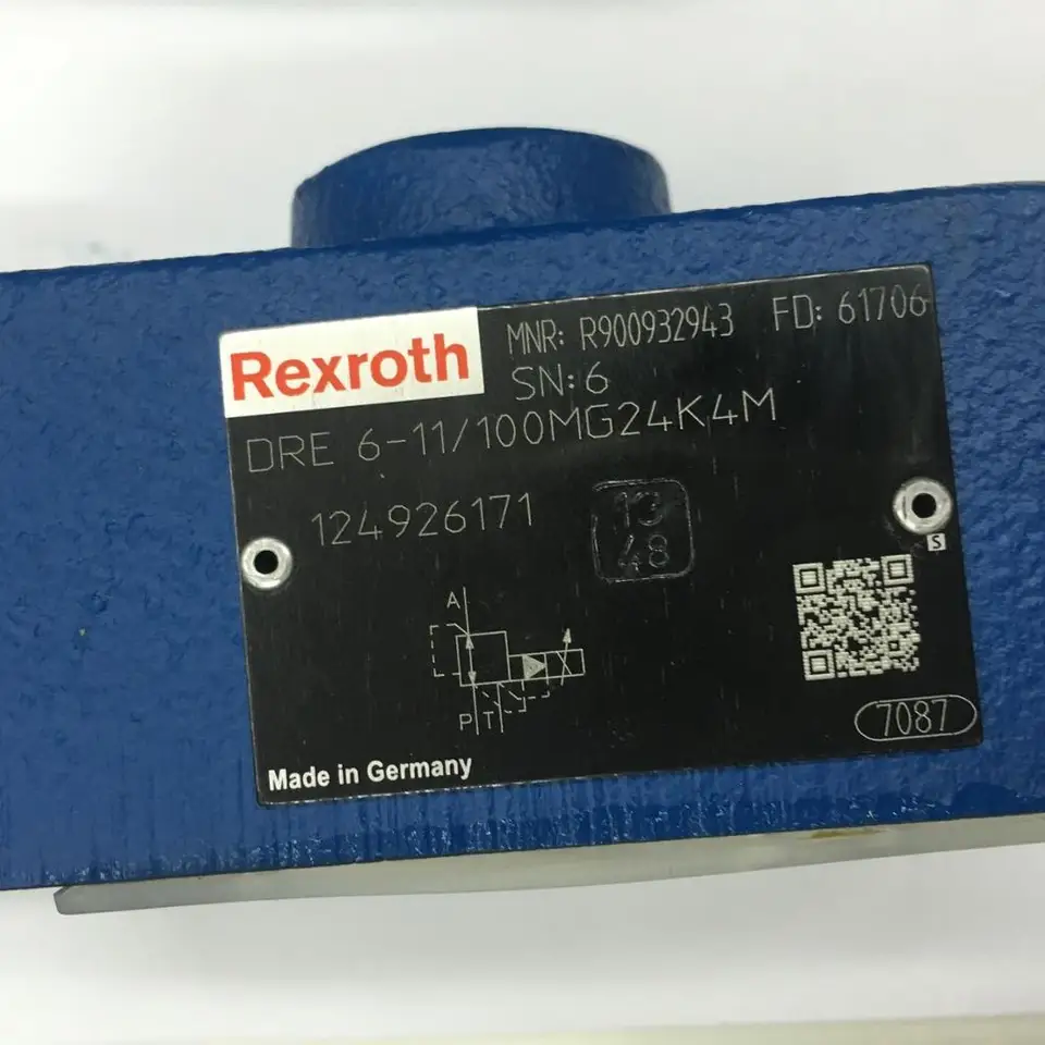 Rexroth Proporcionálny redukčný ventil MNR: R900932943 DRE 6-11/100MG24KM DRE6-1X/100MG24K4M Hydraulická chlopňa