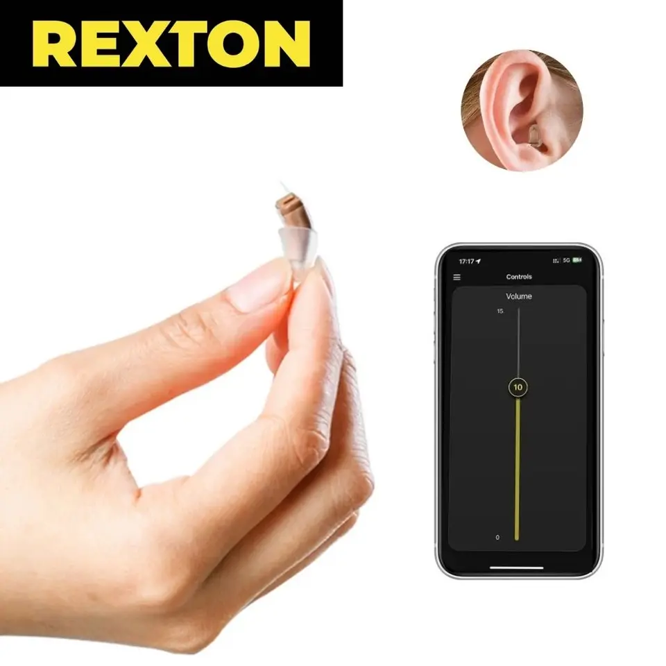 Rexton Inox Super neviditeľný načúvací prístroj CIC DIGIT 8 -kanálové načúvacie pomôcka APP nastaviteľná pomoc pri uši pre miernu až strednú hluchotu
