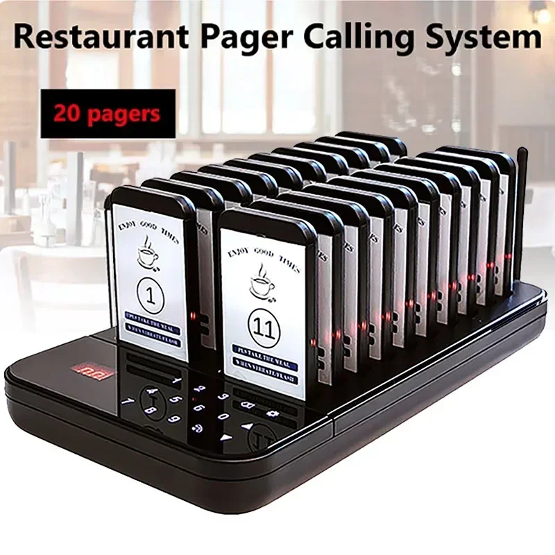 Reštaurácia Pager Wireless Calling System 20 Vibrátor Coaster Buzzer Piner prijímače na front pre jedlo pre nákladné vozidlo Bar káva rýchle občerstvenie