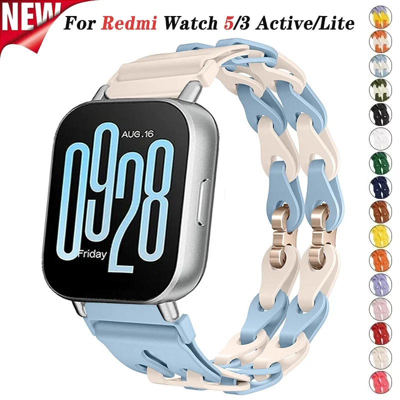 Reťazový silikónový remienok pre Redmi Watch 5 Aktívny náramok pre pásmo pre Xiaomi Redmi Watch 5 Lite Nahradenie 22 mm náramkového príslušenstva