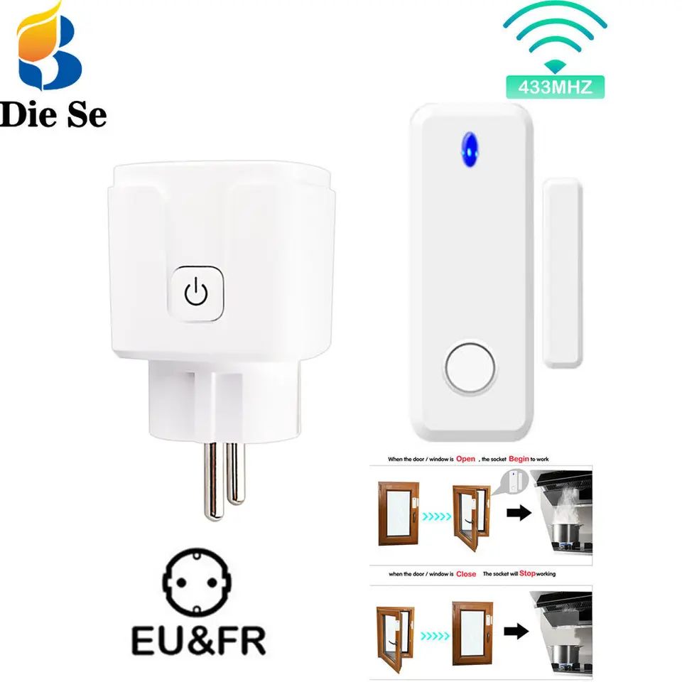 RF433MHz bezdrôtový prepínač s objímkou ​​diaľkového ovládacieho okna Kontaktný spínač 220V EU Plug pre riadenie výfuku rádiového výfuku v rozsahu kapucne