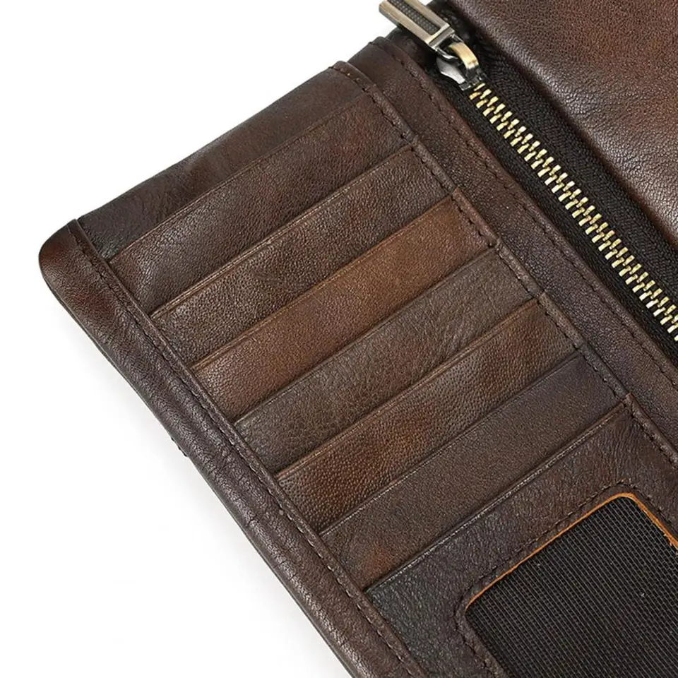 RFID blokovanie peňaženky Retro dámske peňaženka Retro otec peňaženka s vodotesným organizátorom RFID Viac karty pre mužov