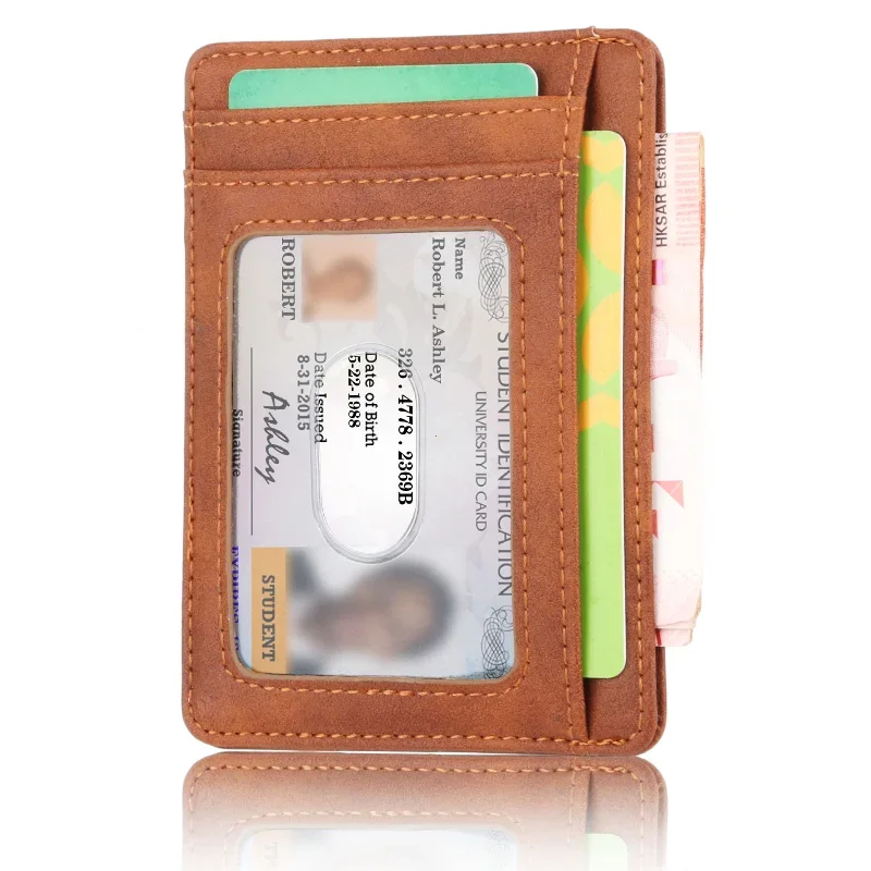 RFID Blokovanie peňaženky Vizitka Vici karty pre puzdro Super Thin Men Kožená kreditná karta držiteľ karty cestovná peňaženka minimalistická peňaženka