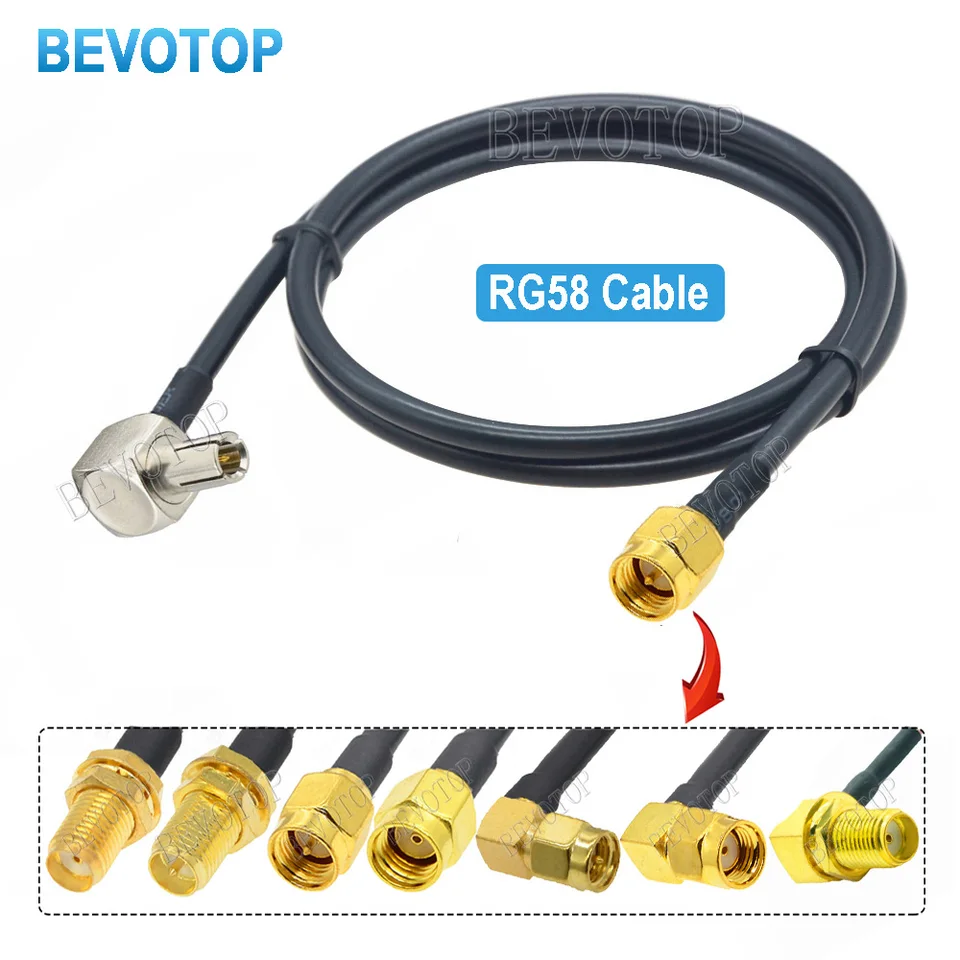 RG58 Kábel SMA Muž do TS9 Mužský pravý uhol zástrčka RG-58 50 OHM RF koaxiálny pigtail wifi 3g modemový predlžovací kábel adaptér prepojky