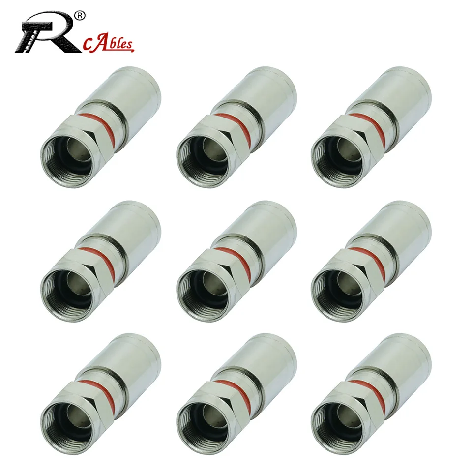 RG6 RG59 Compresná konektor odolný voči poveternostným vplyvom RG-6 Kompresia RF koaxiálny konektor adaptér R konektor