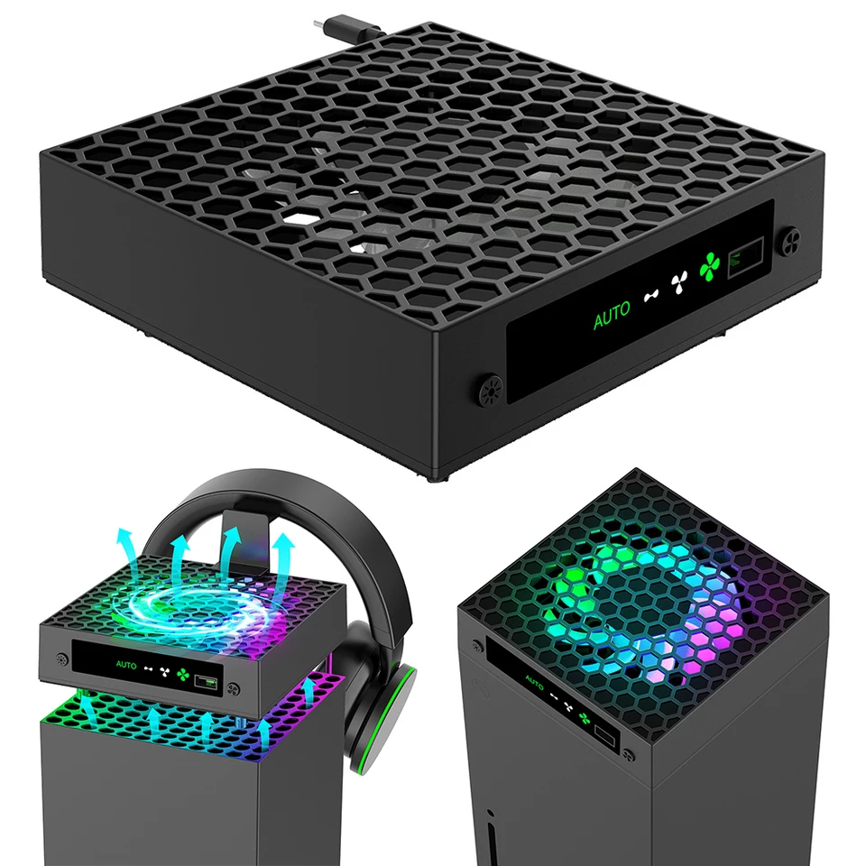 RGB chladiaci ventilátor 3 úrovne Nastaviteľné rýchlostné vrchol chladiča s držiakom náhlavnej súpravy Ventilátorový systém USB port USB pre hostiteľ Xbox sériu X