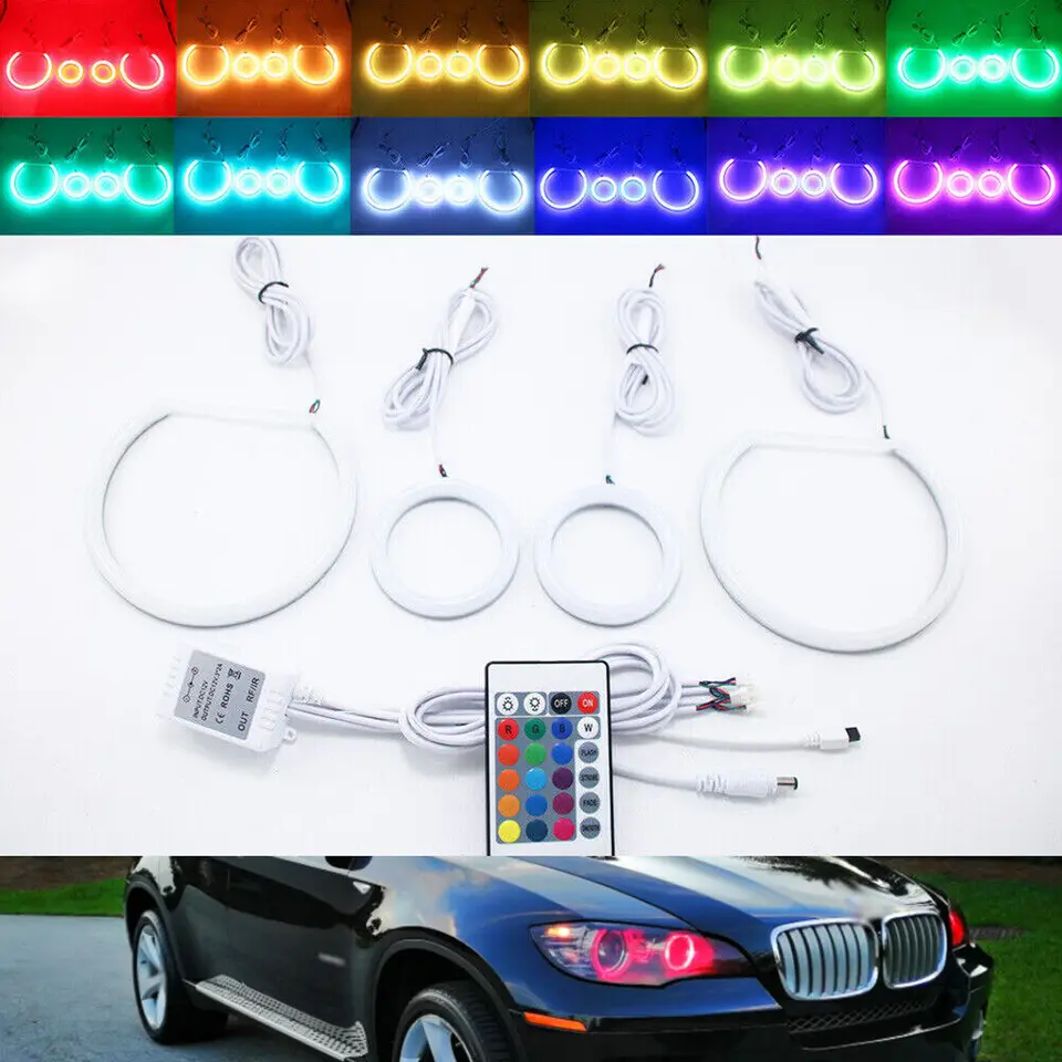 RGB Cotton Angel Eye Halo Rings pre BMW E87 E88 E81 E82 2003-2013 Halogénové svetlomety