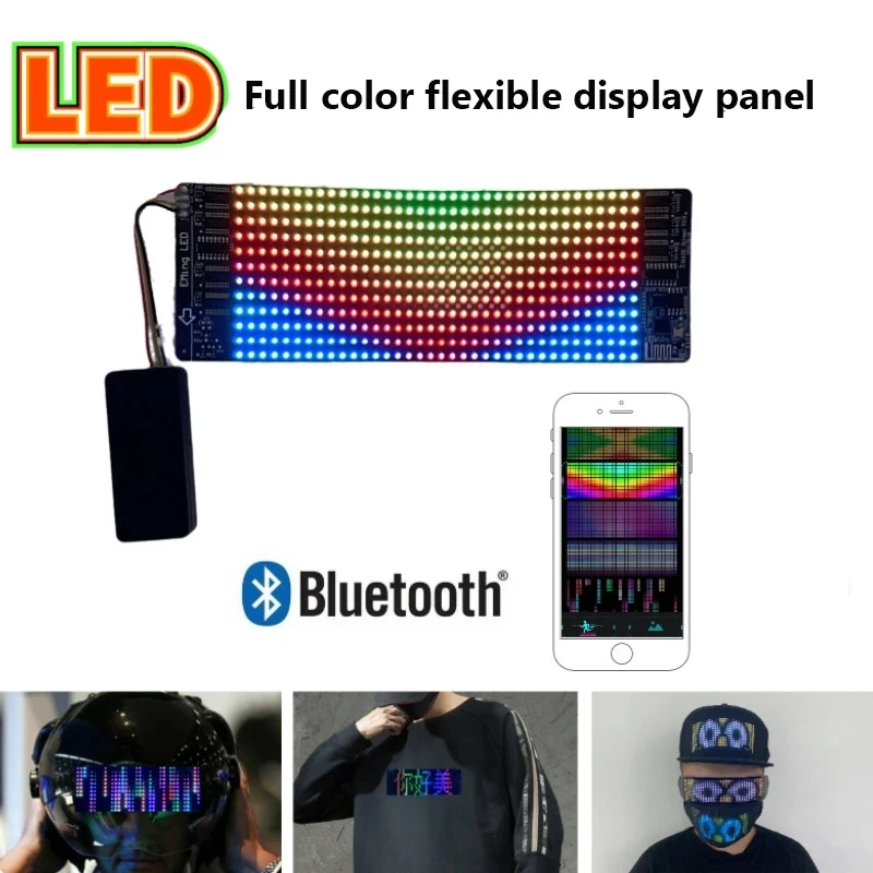 RGB FullColor Flexibilná obrazovka LED LED12x36 Pixel Display App Bluetooth DIY HAT CLOWS TOPE