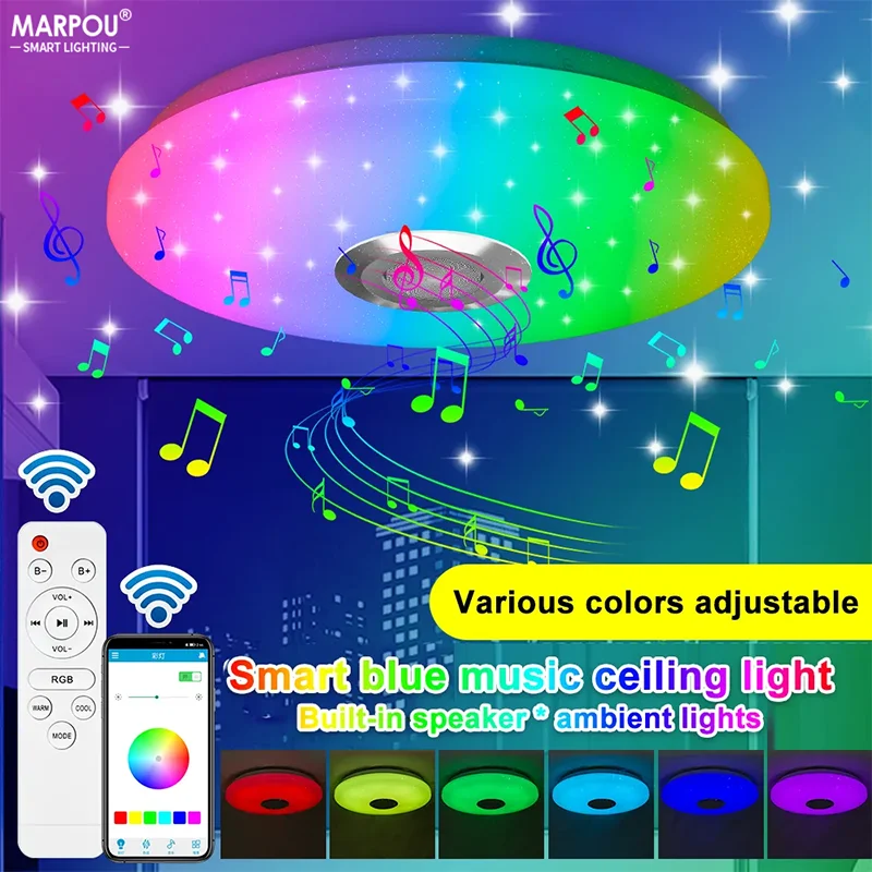 RGB inteligentné stropné svetlo LED interiérové ​​dekoratívne svetlo 42W 60W 220V Luster stmievanie diaľkového ovládania WiFi Bluetooth Obývacia izba