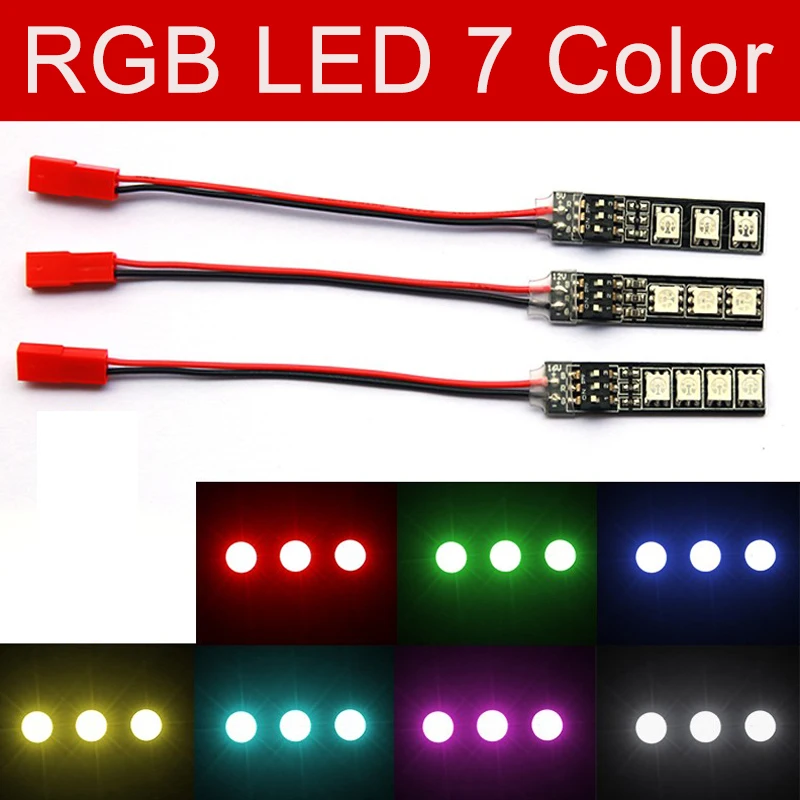 RGB LED 7 farebné svetlá doska 5V 12V 16V s DIP prepínačom 5050 LAMP GREADS JST CONKEKTOR pre RC FPV Multirotor Airplane vrtuľník