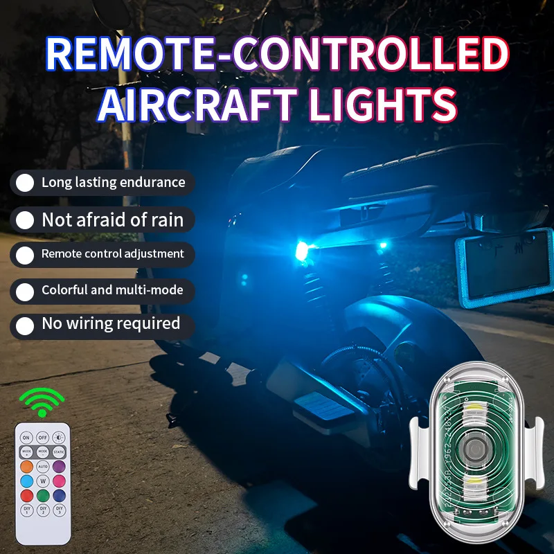 RGB LED lietadlá Strobe Lights Motorycle Lights Led Flash poloha bezdrôtového ľahkého lietadla Lietadlo vrtuľníkov výstražných svetiel
