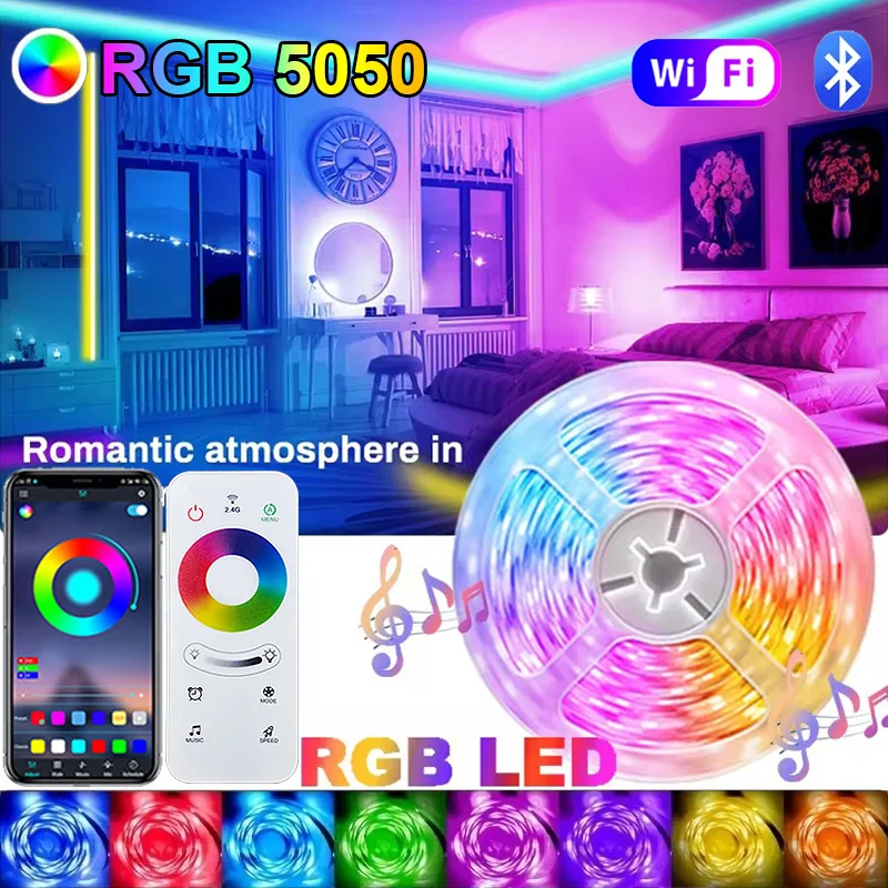 RGB LED pásové svetlá 1-30M USB 5050 IR diaľkové ovládanie Farba Zmena flexibilnej lampy pásky pre TV podsvietenie Domáca párty Dekorácia