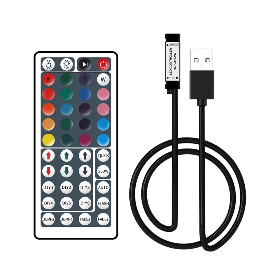 RGB LED radič 5V USB Universal LED prepínač diaľkového ovládača 44Key 4pin LED radiča LED STREVER STREVERA PRE 5050 2835 Strip svetlo