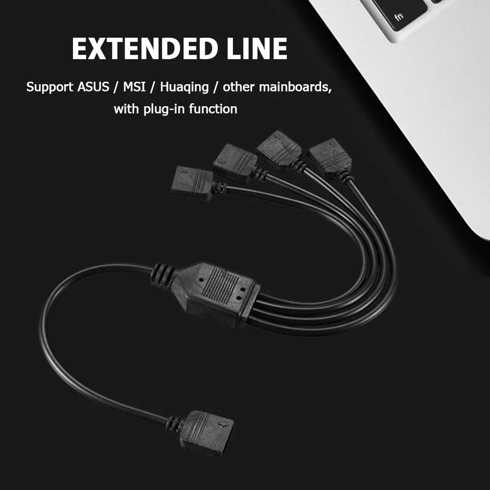 RGB LED splitter kábel s predlžovacou káblom základnej dosky počítača pre plug-in funkciu pre LED