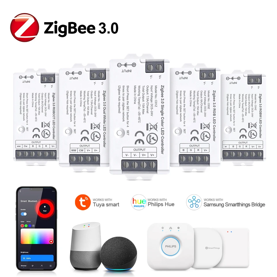 RGB LED Strip Zigbee Smart Switch RGBCCT Dimmable LED stmievanie, COB Light WiFi LED radič neónová páska Domáce osvetlenie príslušenstvo
